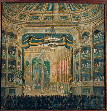 View of the Stage of the Paris Opera, Rue Richelieu, Paris van French School
