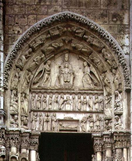 View of the tympanum depicting the Madonna and Child Enthroned, South Door of the Royal Portal van French School