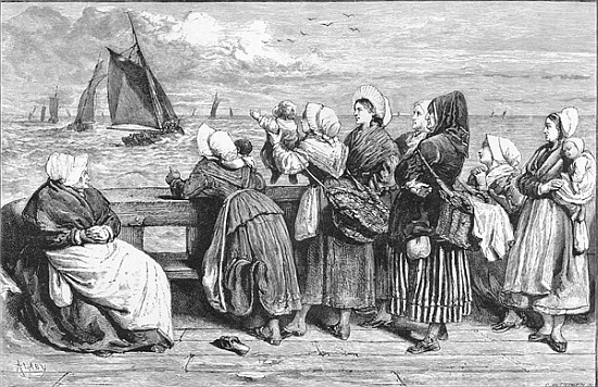 Waiting for the Boats, sketched near Boulogne, published in ''The Illustrated London News'' van French School