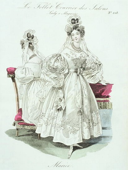 Wedding dress, from ''Le Follet Courrier des Salons Modes'' van French School