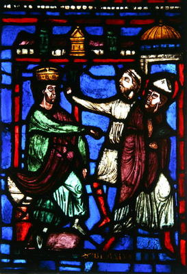 Window depicting St. Blaise listening to his condamnation, Ile de France Workshop (stained glass) van French School, (13th century)