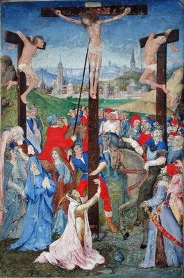 The Crucifixion, from a Missal (vellum) van French School, (15th century)
