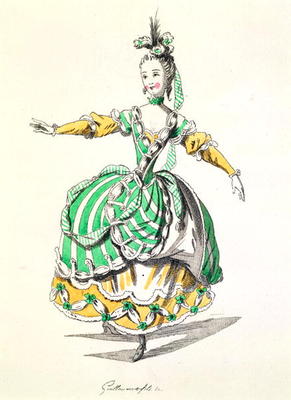 Costume design for Phrygienne, in Dardanus, a libretto by Leclerc de Labruere, composed by Jean-Phil van French School, (18th century)