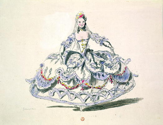 Opera Costume, from the Menus Plaisirs Collection, facsimile by A. Guillaumot Fils (colour litho) van French School, (18th century)