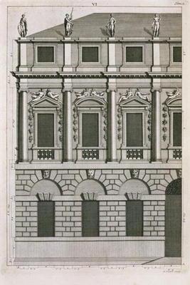 Architectural design demonstrating Palladian proportions, engraved by Bernard Picart (1673-1733) c.1