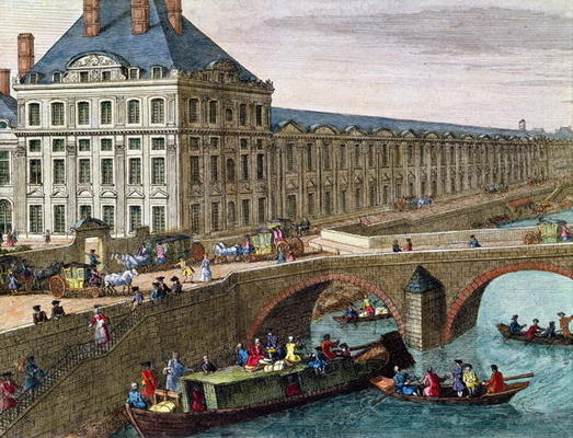 View of the River Seine at Port Royal (coloured engraving) (detail) van French School, (18th century)