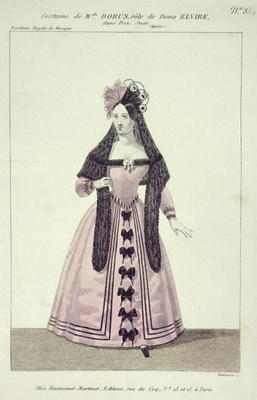 Costume for Mademoiselle Dorus in the Role of Donna Elvira in 'Don Giovanni', engraved by Maleuvre, van French School, (19th century)