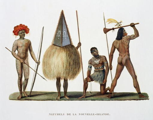 Natives of New Ireland, from 'Voyage autour du Monde, execute par Ordre du Roi sur La Corvette de Sa van French School, (19th century)