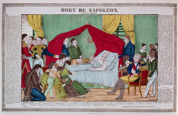 The Death of Napoleon Bonaparte (1769-1821) c.1840 (coloured engraving) van French School, (19th century)