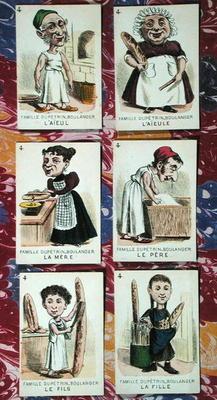 The Baker family from a 'Jeu des Sept Familles', mid 19th century (colour litho)