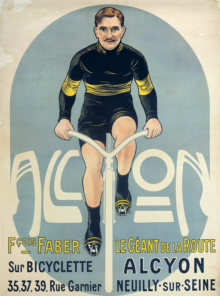 Poster depicting Francois Faber on his Alcyon bicycle van French School, (20th century)