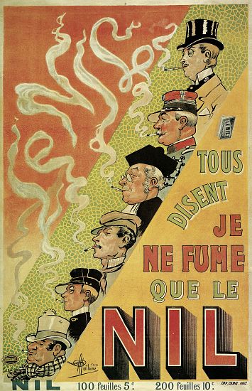 Poster advertising 'Nilum' cigarette papers van French School, (20th century)