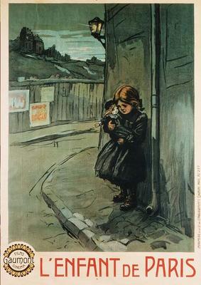 Poster advertising the film 'L'Enfant de Paris', produced by Gaumont Cinema Films (colour litho) van French School, (20th century)