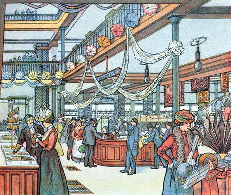 The Department Store, illustration from 'Cours Schweiter', c.1900 (colour litho) van French School, (20th century)
