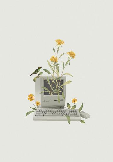 Floral vintage computer