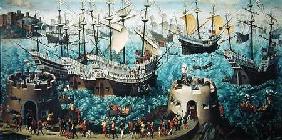 Embarkation of Henry VIII (1491-1547) on Board the Henry Grace a Dieu in 1520, copied from a paintin