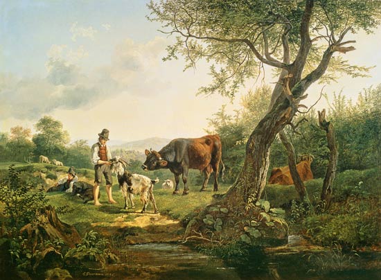 Landscape with a Shepherd van Friedrich Gauermann