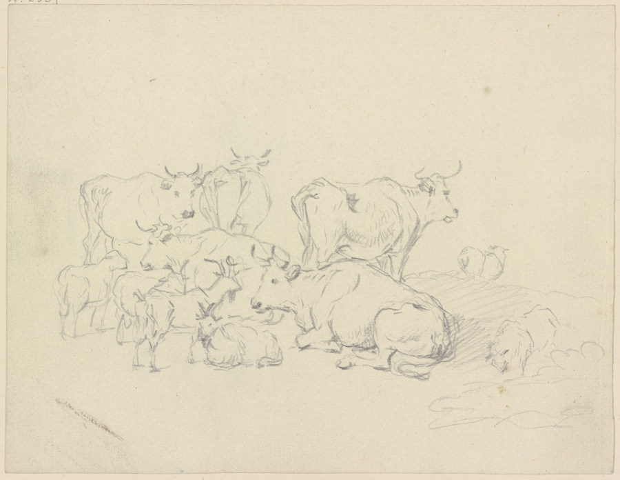 Cows and goats van Friedrich Wilhelm Hirt