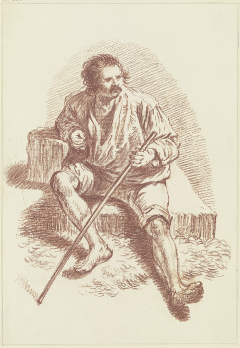 Sitzende männliche Modellfigur van Friedrich Wilhelm Hirt