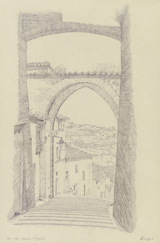 Die Via Appia in Perugia van Friedrich Wilhelm Ludwig