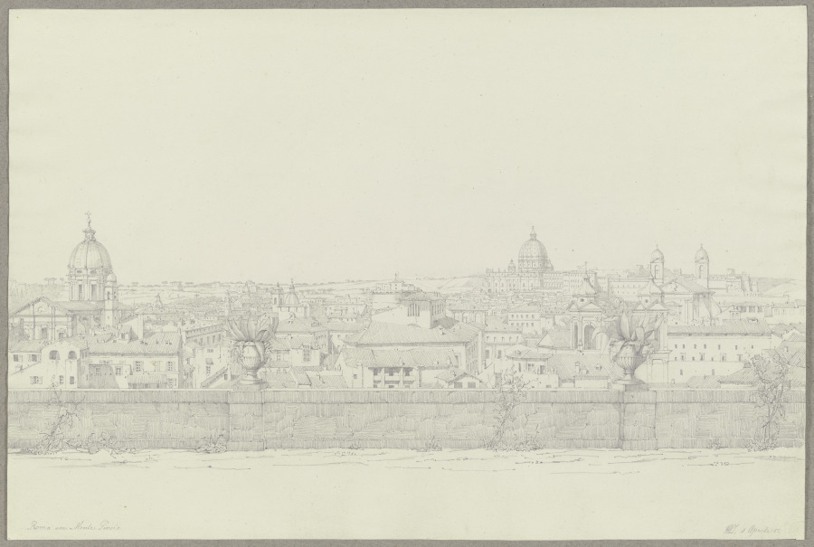 Rom vom Monte Pincio aus gesehen van Friedrich Wilhelm Ludwig