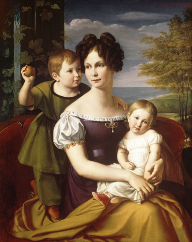 Großherzogin Alexandrine von Mecklenburg mit ihren beiden Kindern van Friedrich Wilhelm von Schadow