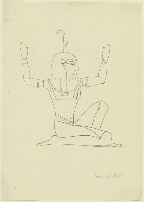 Darstellung eines adorierenden Ägypters im Tal der Könige van Friedrich Maximilian Hessemer