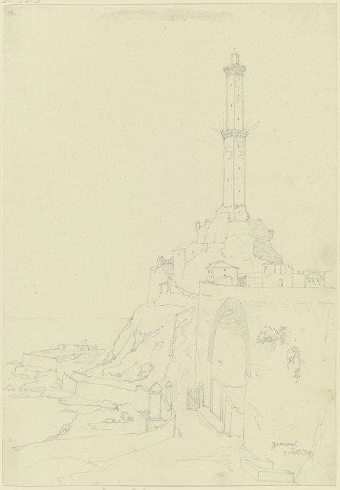 Der Leuchtturm von Genua van Friedrich Maximilian Hessemer