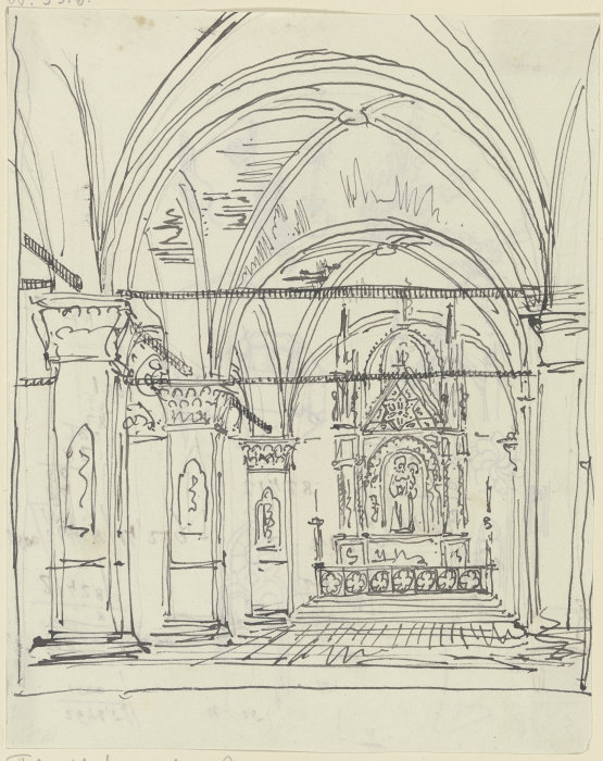 Kircheninneres von Orsanmichele mit dem Tabernakel des Andrea Orcagna van Friedrich Maximilian Hessemer