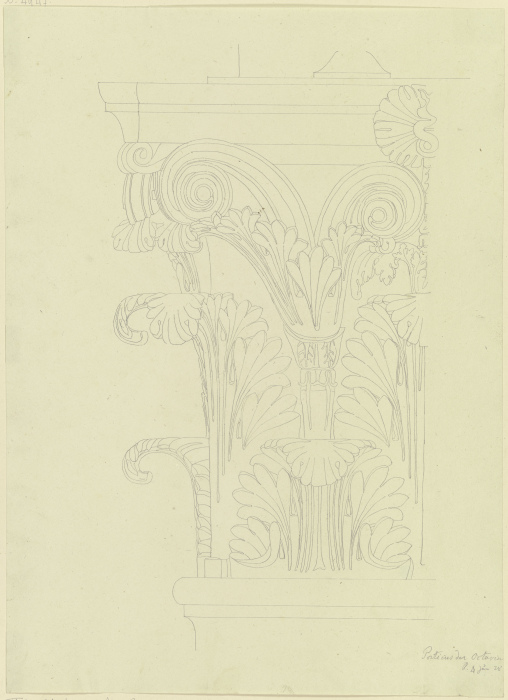 Korinthisches Kapitell von der Portikus der Octavia in Rom van Friedrich Maximilian Hessemer