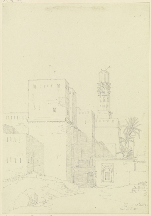 Moschee am Stadttor Bab al-Nasr in Kairo van Friedrich Maximilian Hessemer