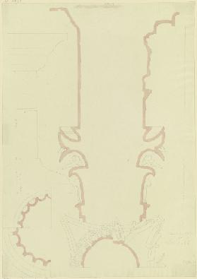 Profile eines Kompositkapitells, Säulenschaftes und Architravs vom Tempel der Sibylle in Tivoli