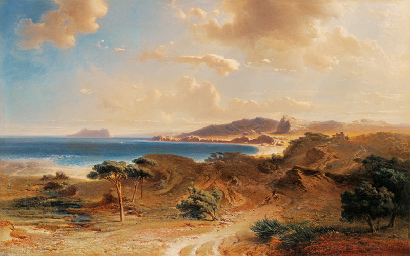 Beach at Estepona with a View of the Rock of Gibraltar van Fritz Bamberger