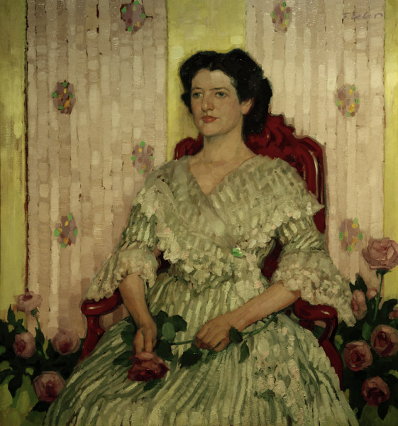 Dame mit Rosen, 1909. van  Fritz Erler
