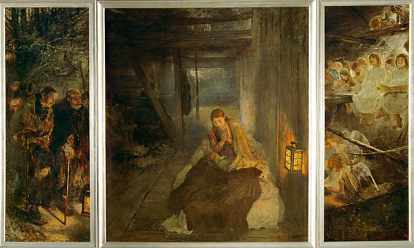 Die heilige Nacht (Triptychon) van Fritz von Uhde