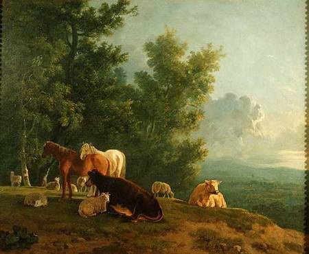 Horses and Cows in a Landscape van G. Gilpin