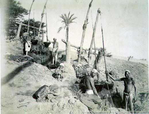 Shadufs in Upper Egypt (sepia photo) van G. Lekegian