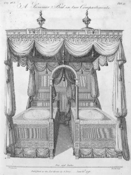 Summer bed in two compartments: plate 41, from 'The Cabinet Maker and Upholsterer's Drawing Book', b van G.  Terry
