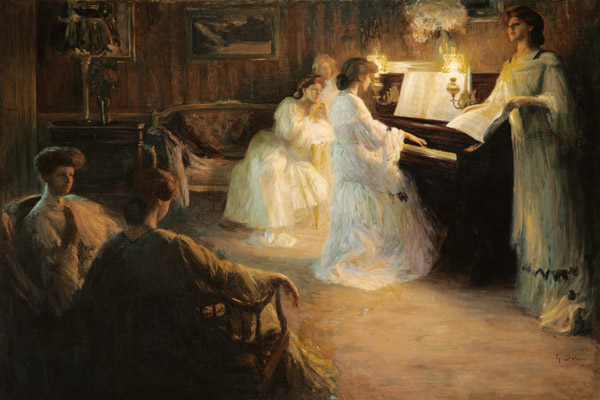 Young Girls at a Piano van Gabriel Deluc