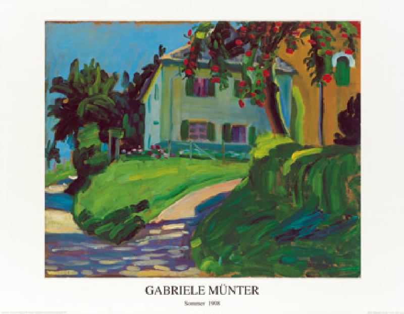 Sommer 1908 (Haus mit Apfelbaum) van Gabriele Münter