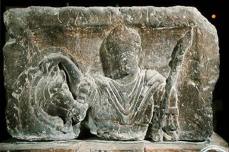 Capital from the Nautes Pillar depicting a man and a horse's head van Gallo-Roman