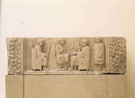Relief depicting a school scene, from Neumagen van Gallo-Roman