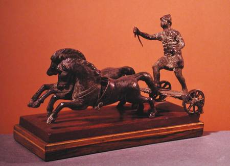 Roman chariot pulled by two galloping horses van Gallo-Roman
