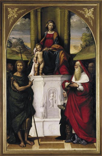 Thronende Maria mit Kind, Heiligen und der Stifterin Ludovica Trotti van Garofalo