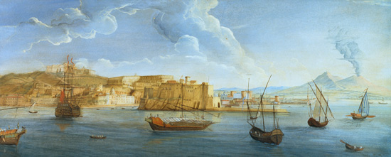 View of Naples with the Castel dell'Ovo and Vesuvius in the background van Gaspar Adriaens van Wittel