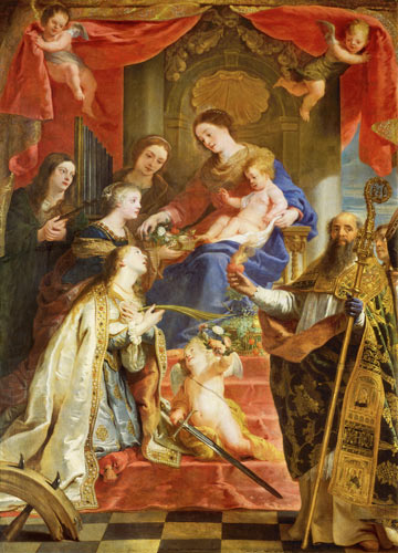 Maria mit dem Kind und den hll. MariaMagdalena, Cäcilia,Dorothea,Katharina van Gaspard de Crayer
