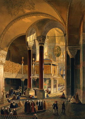 Haghia Sophia, plate 8: the Imperial Gallery and box, engraved by Louis Haghe (1806-85) published 18 van Gaspard Fossati
