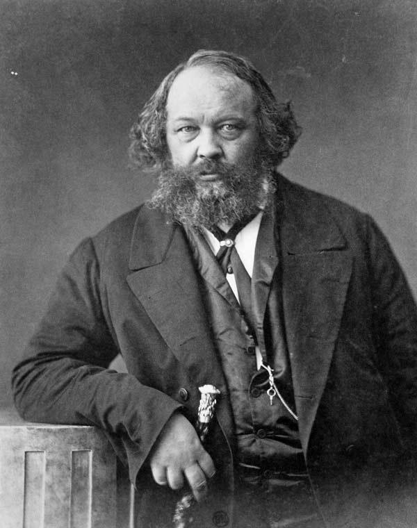 Portrait of Mikhail Aleksandrovich Bakunin (1814-76) c.1860 (litho) (b/w photo) 
