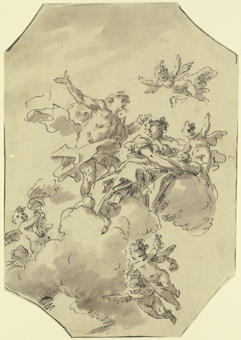 Allegorische Figurengruppe auf Wolken van Gaspare Diziani