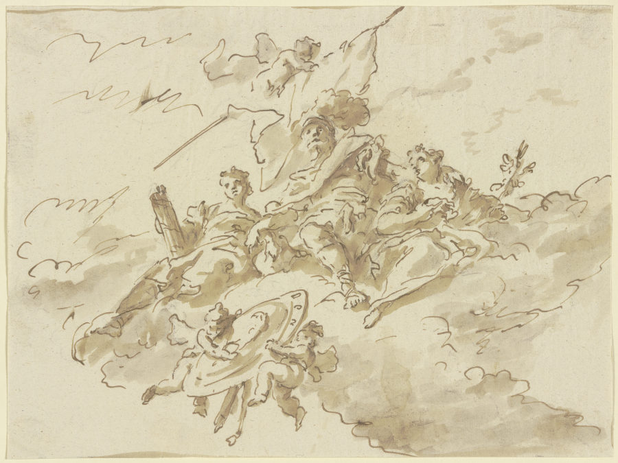 Allegorische Figurengruppe auf Wolken van Gaspare Diziani